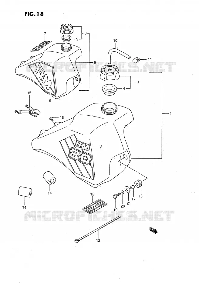 RESERVOIR D'ESSENCE (MODELE G/H) Suzuki MOTO 80 RM 1995  RM80S(E24)