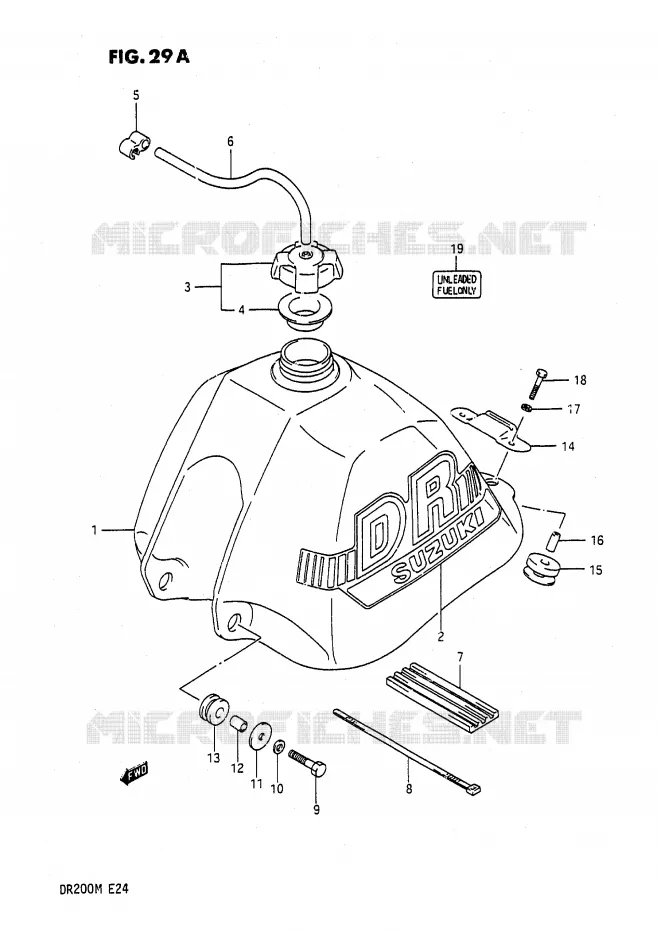 RESERVOIR D'ESSENCE (MODELE J/K/M) Suzuki MOTO 200 DR 1987  DR200H(E24)
