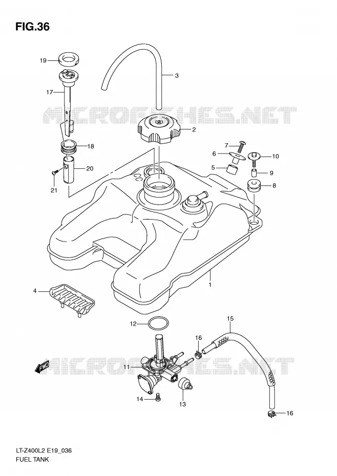 RESERVOIR D'ESSENCE Suzuki QUAD 400 QUADSPORT 2012  LT-Z400L2(E19)