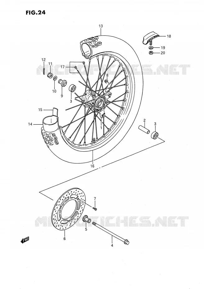 ROUE AVANT (MODELE G/H/K) Suzuki MOTO 80 RM 1995  RM80S(E24)