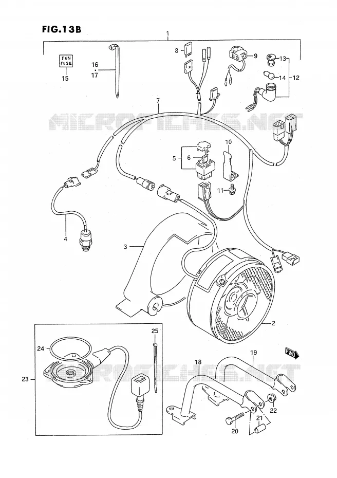 VENTILATEUR DE REFROIDISSEMENT (MODELE N/P/R/S:OPTIONNEL) Suzuki QUAD 250 QUADRUNNER 1993  LT-4WDP(E3)