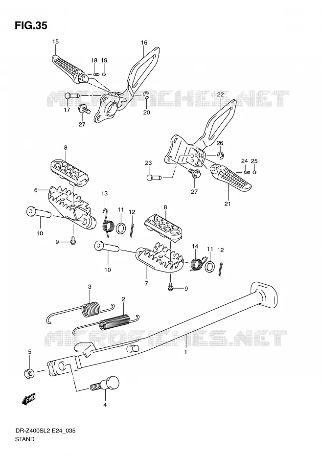 BEQUILLE Suzuki MOTO 400 DR-Z 2012  DR-Z400SL2(E24)