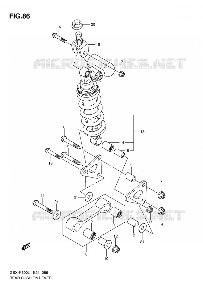 BIELLETTE DE SUSPENSION ARRIERE (GSX-R600L1 E21) Suzuki MOTO 600 GSX-R 2012  GSX-R600UFL1(E21)