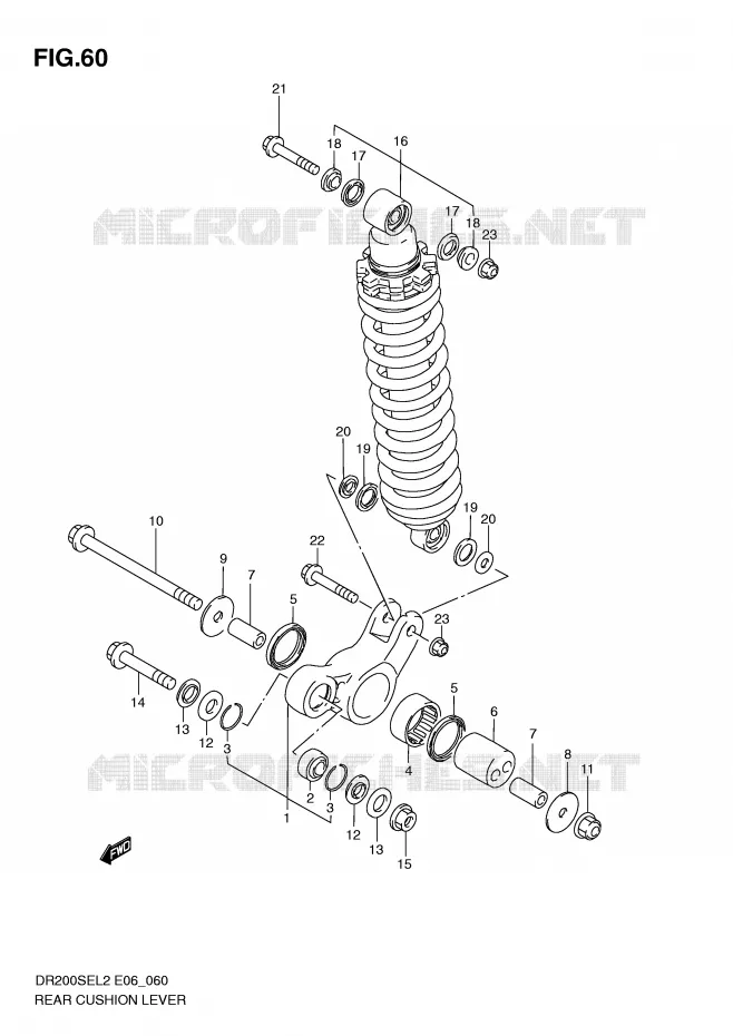 BIELLETTE DE SUSPENSION ARRIERE Suzuki MOTO 200 DR 2012  DR200SEL2(E06)