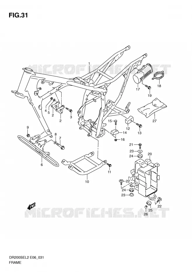 CADRE (DR200SEL2 E06) Suzuki MOTO 200 DR 2012  DR200SEL2(E06)