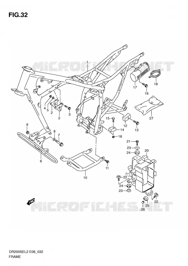 CADRE (DR200SEL2 E24) Suzuki MOTO 200 DR 2012  DR200SEL2(E06)