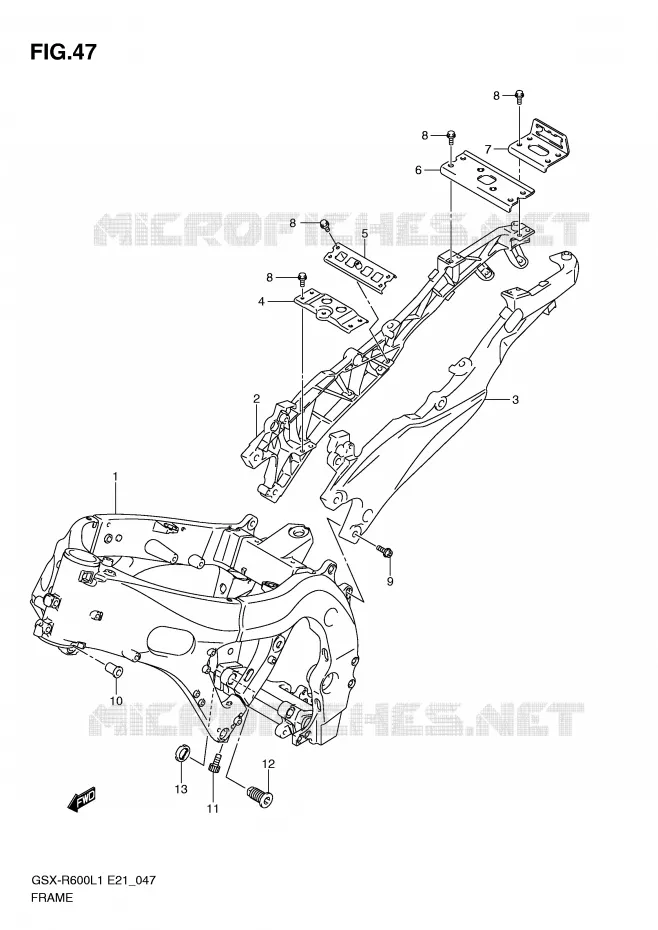 CADRE Suzuki MOTO 600 GSX-R 2012  GSX-R600UFL1(E21)