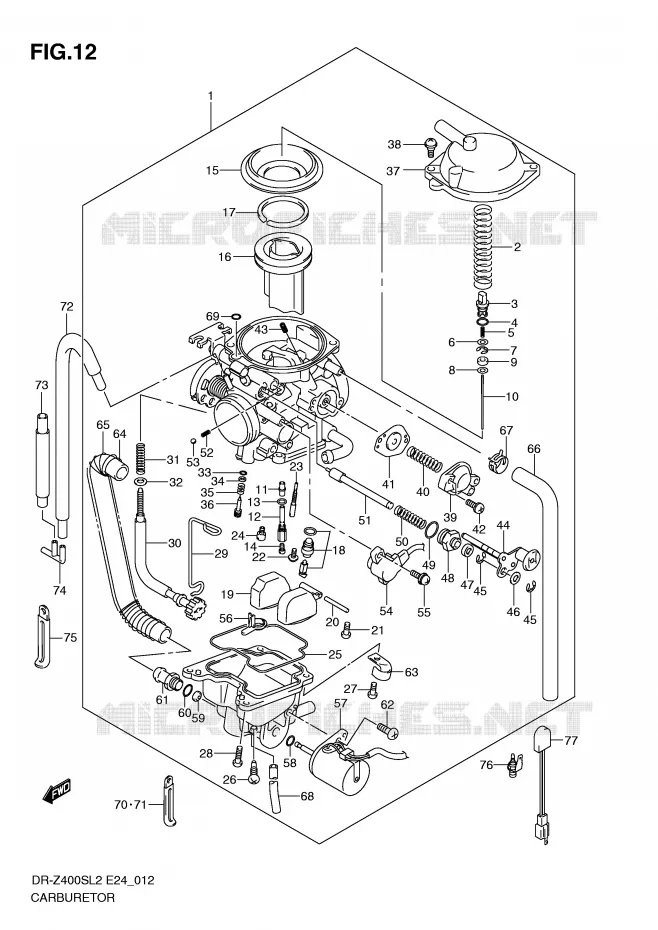CARBURATEUR Suzuki MOTO 400 DR-Z 2012  DR-Z400SL2(E24)