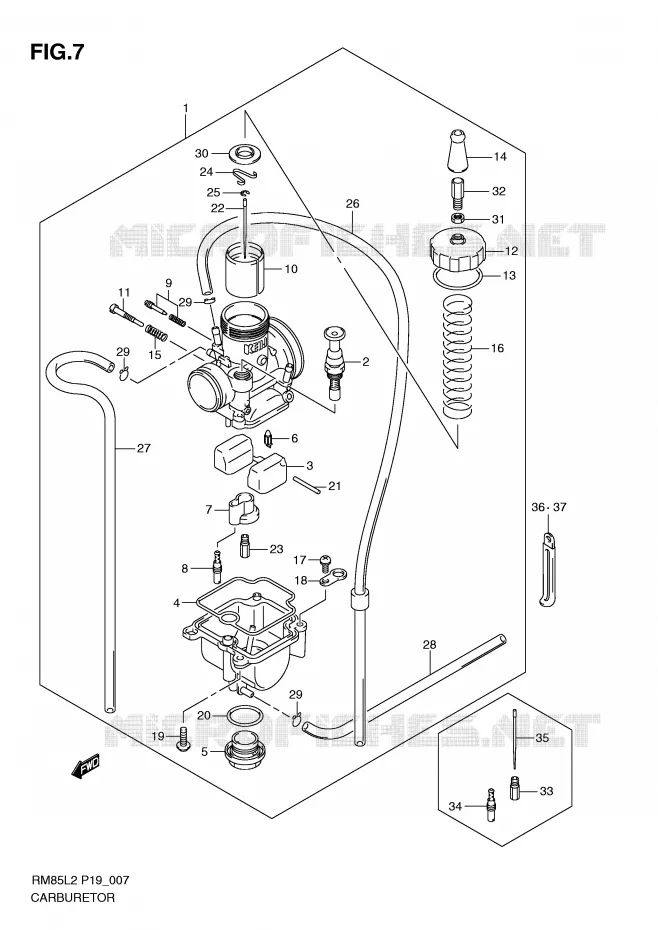 CARBURATEUR Suzuki MOTO 85 RM 2012  RM85L2(P19)