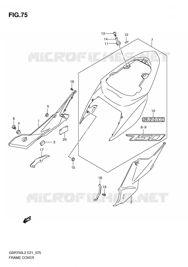CARENAGES ARRIERE Suzuki MOTO 750 GSR 2012  GSR750L2(E21)