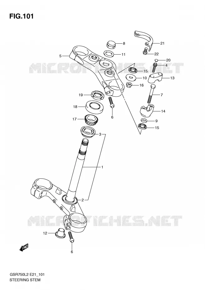 COLONNE DE DIRECTION Suzuki MOTO 750 GSR 2012  GSR750UEL2(E21)