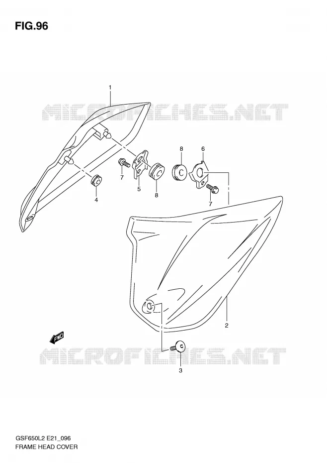 COUVERCLES DE CADRE AVANT (GSF650UL2 E21) Suzuki MOTO 650 BANDIT 2014  GSF650SAL2(E21)