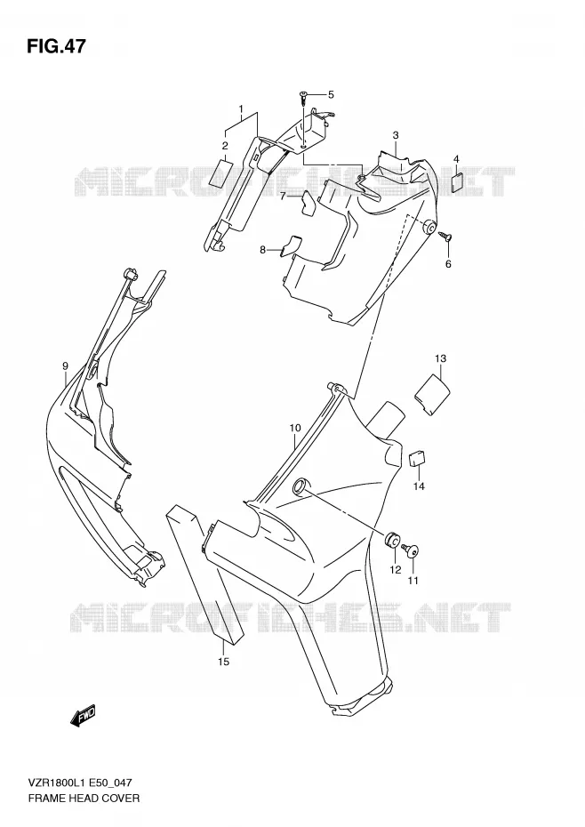 COUVERCLES DE CADRE AVANT Suzuki MOTO 1800 INTRUDER 2011  VZR1800L1(E50)