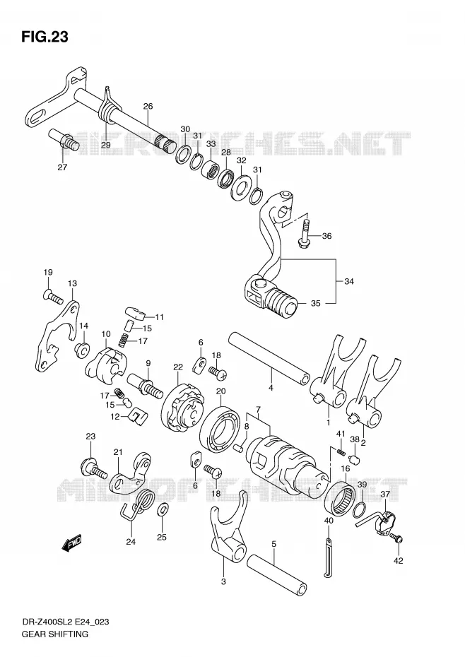 ENSEMBLE DE SELECTION DE VITESSES Suzuki MOTO 400 DR-Z 2012  DR-Z400SL2(E24)