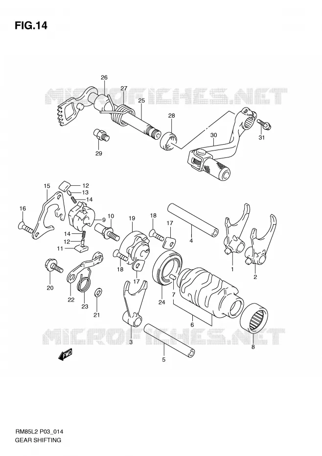 ENSEMBLE DE SELECTION DE VITESSES Suzuki MOTO 85 RM 2012  RM85L2(P03)