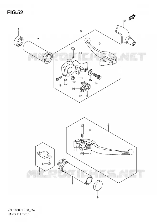 ENSEMBLE LEVIERS - POIGNEES Suzuki MOTO 1800 INTRUDER 2011  VZR1800L1(E50)