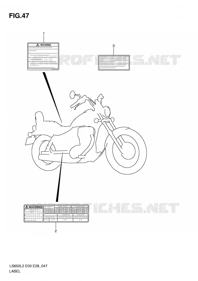 ETIQUETTE D'AVERTISSEMENT (LS650L2 E03) Suzuki MOTO 650 BOULEVARD 2012  LS650L2(E03)