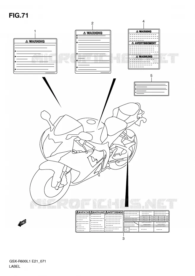 ETIQUETTE (GSX-R600L1 E21) Suzuki MOTO 600 GSX-R 2011  GSX-R600UEL1(E21)