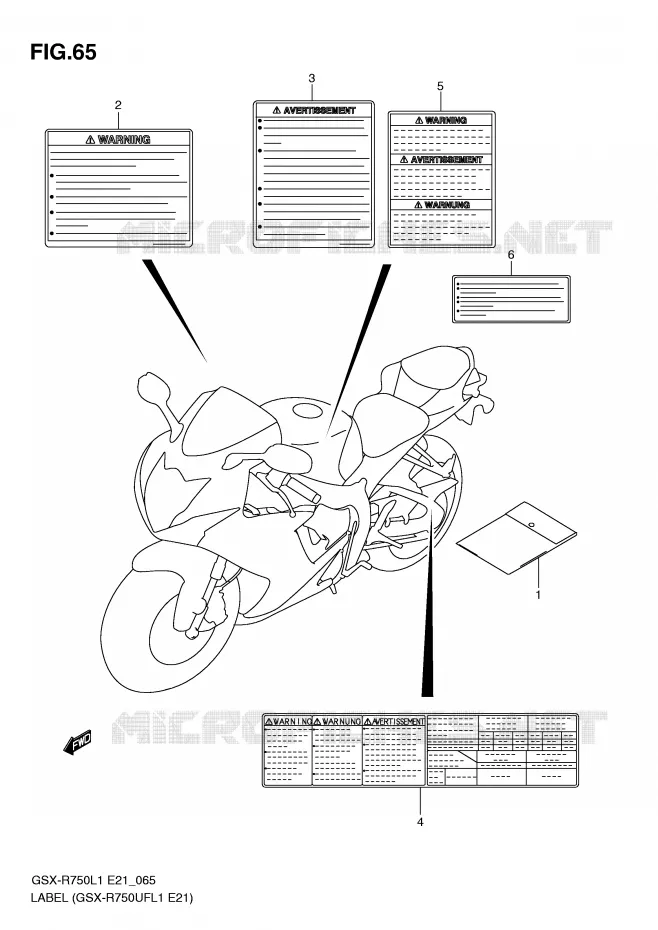 ETIQUETTE (GSX-R750UFL1 E21) Suzuki MOTO 750 GSX-R 2011  GSX-R750L1(E21)