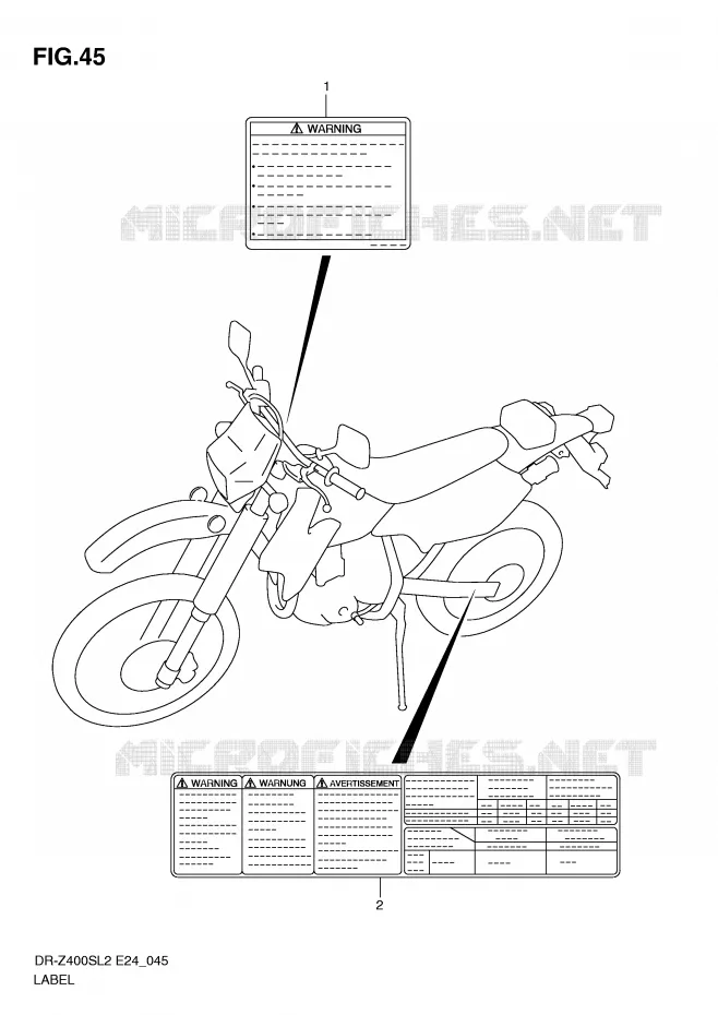 ETIQUETTE Suzuki MOTO 400 DR-Z 2012  DR-Z400SL2(E24)