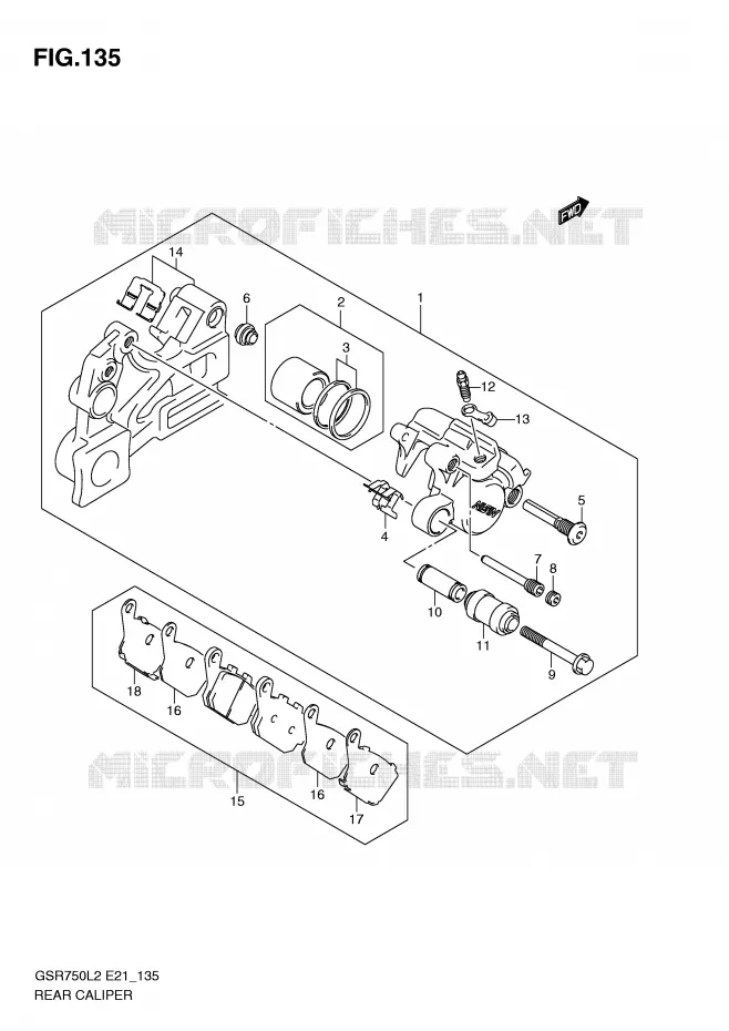 ETRIER DE FREIN ARRIERE (GSR750AL2 E21) Suzuki MOTO 750 GSR 2012  GSR750AUEL2(E21)