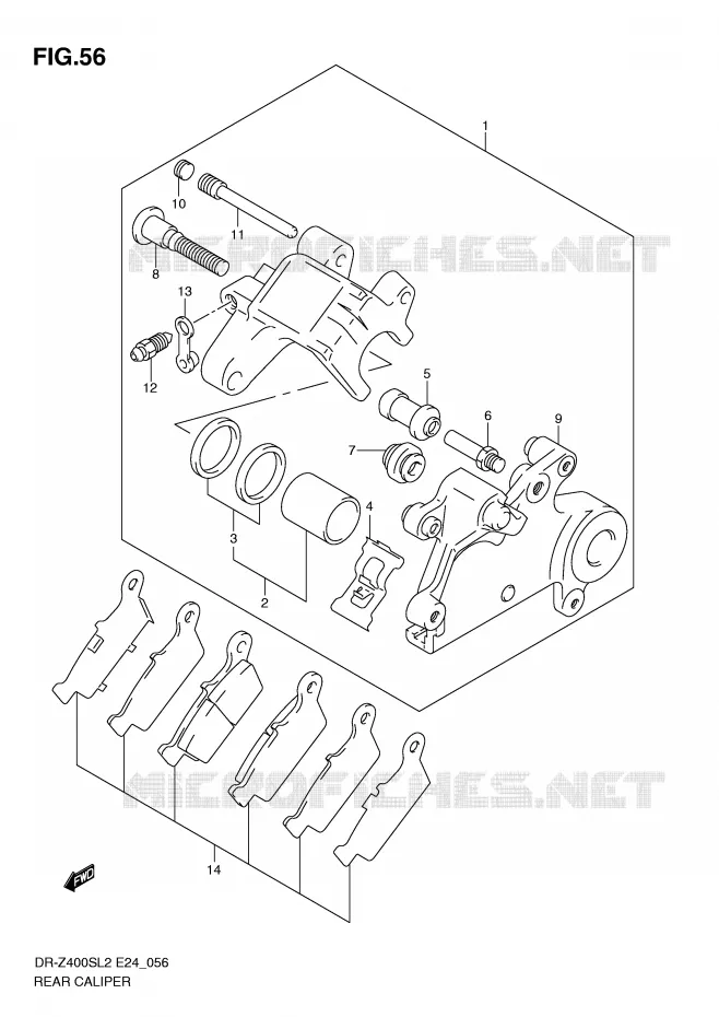 ETRIER DE FREIN ARRIERE Suzuki MOTO 400 DR-Z 2012  DR-Z400SL2(E24)
