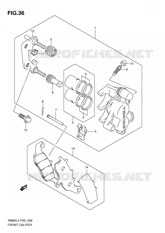 ETRIER DE FREIN AVANT Suzuki MOTO 85 RM 2012  RM85LL2(P03)