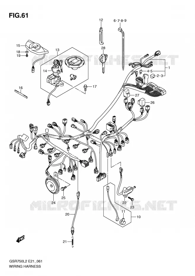 FAISCEAU ELECTRIQUE (GSR750AL2 E21) Suzuki MOTO 750 GSR 2012  GSR750L2(E21)