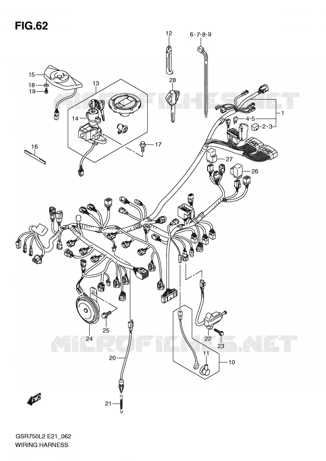 FAISCEAU ELECTRIQUE (GSR750AL2 E24) Suzuki MOTO 750 GSR 2012  GSR750L2(E21)