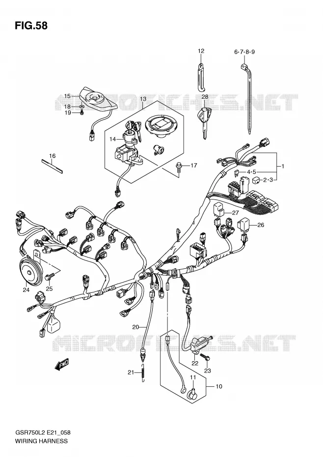 FAISCEAU ELECTRIQUE (GSR750L2 E21) Suzuki MOTO 750 GSR 2012  GSR750AL2(E21)