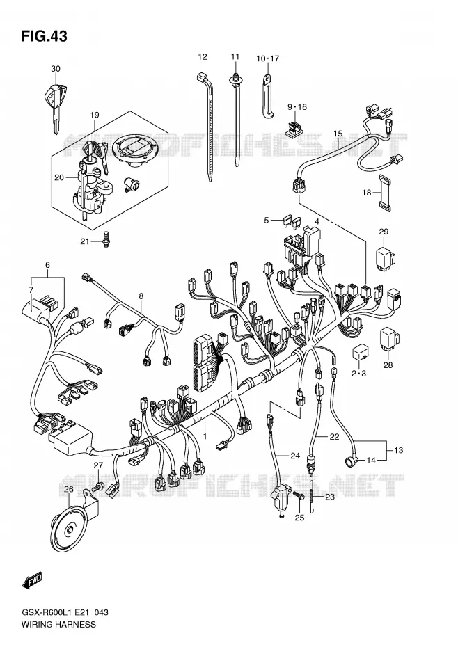FAISCEAU ELECTRIQUE (GSX-R600L1 E24) Suzuki MOTO 600 GSX-R 2011  GSX-R600L1(E21)