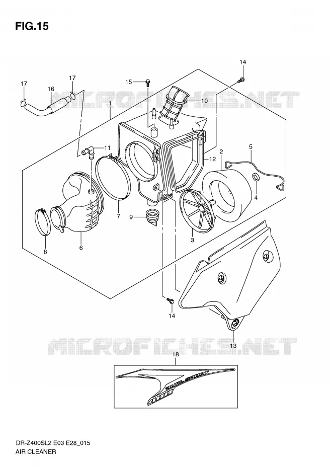 FILTRE A AIR Suzuki MOTO 400 DR-Z 2012  DR-Z400SL2(E03)