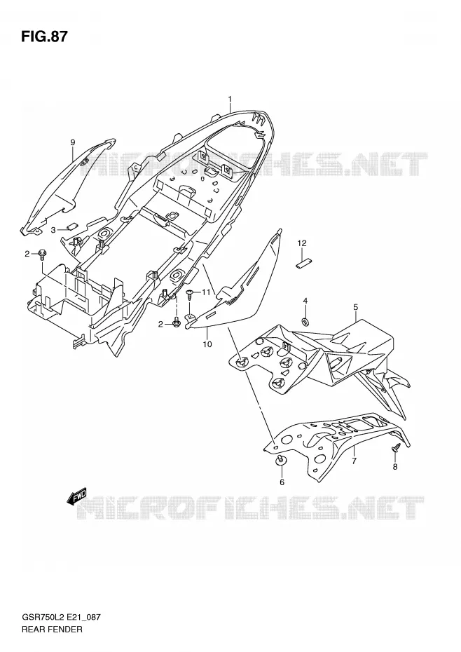 GARDE BOUE ARRIERE (GSR750L2 E21) Suzuki MOTO 750 GSR 2012  GSR750AL2(E21)