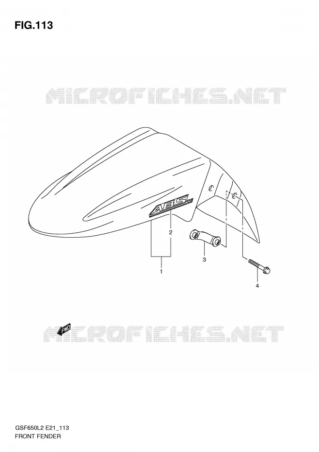 GARDE BOUE AVANT (GSF650AL2 E21) Suzuki MOTO 650 BANDIT 2012  GSF650SL2(E21)