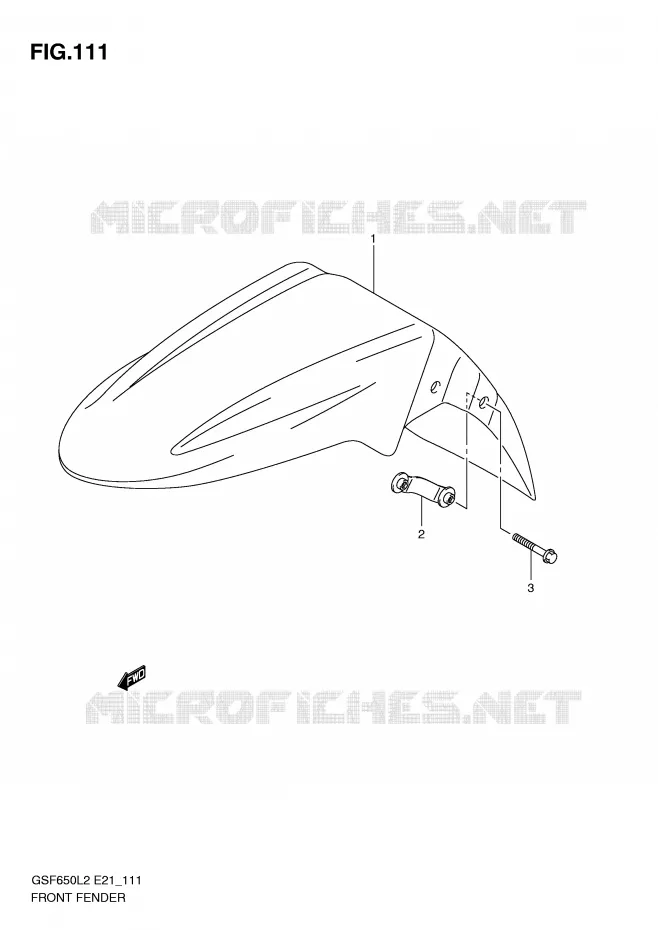 GARDE BOUE AVANT (GSF650L2 E21) Suzuki MOTO 650 BANDIT 2012  GSF650AL2(E21)