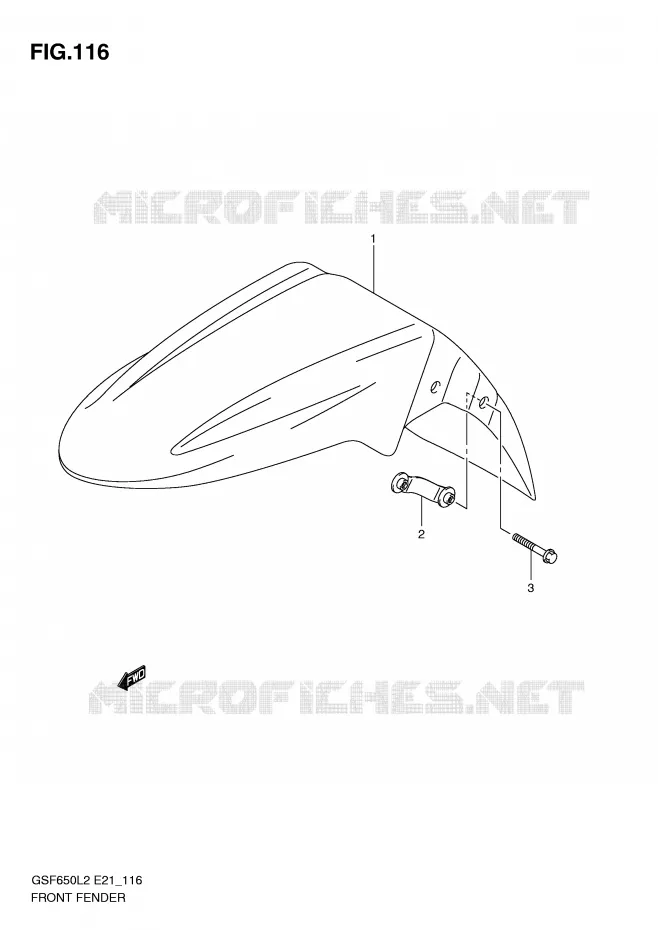 GARDE BOUE AVANT (GSF650SUL2 E21) Suzuki MOTO 650 BANDIT 2014  GSF650SAL2(E21)