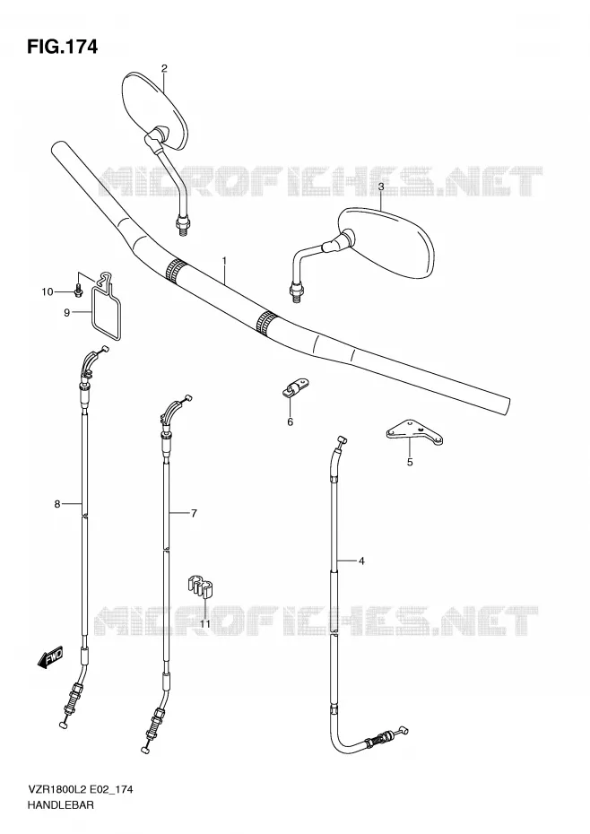 GUIDON (VZR1800ZL2 E24) Suzuki MOTO 1800 INTRUDER 2012  VZR1800L2(E02)