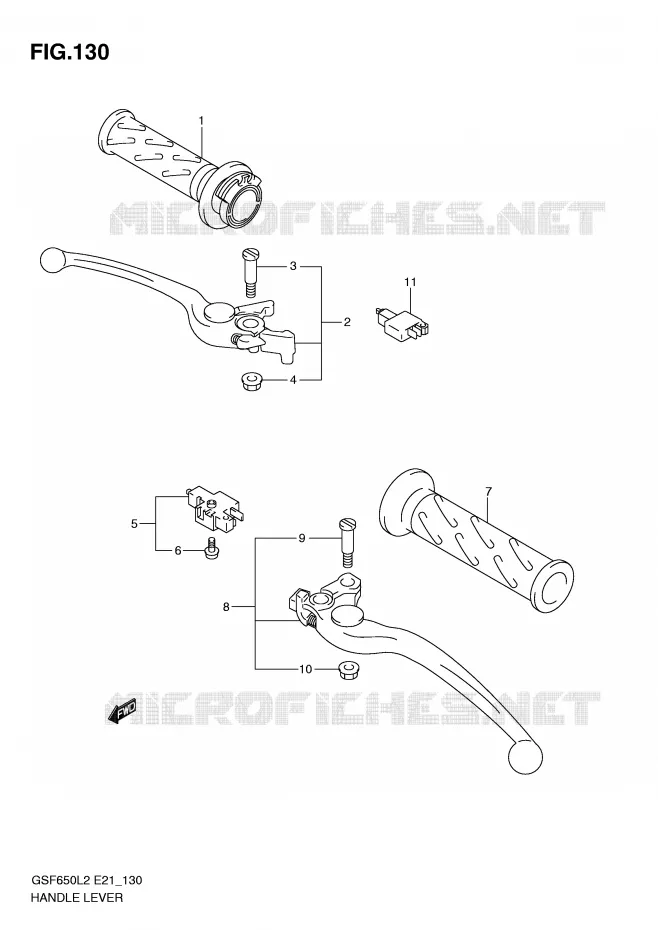LEVIERS - POIGNEES (GSF650UAL2 E21) Suzuki MOTO 650 BANDIT 2012  GSF650L2(E21)