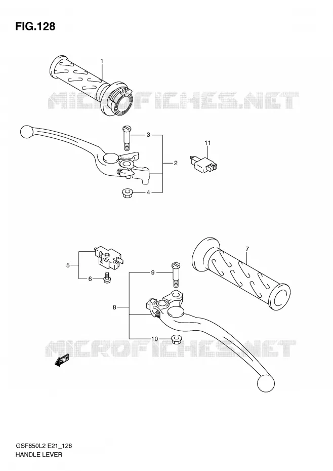 LEVIERS - POIGNEES (GSF650UL2 E21) Suzuki MOTO 650 BANDIT 2012  GSF650SL2(E21)