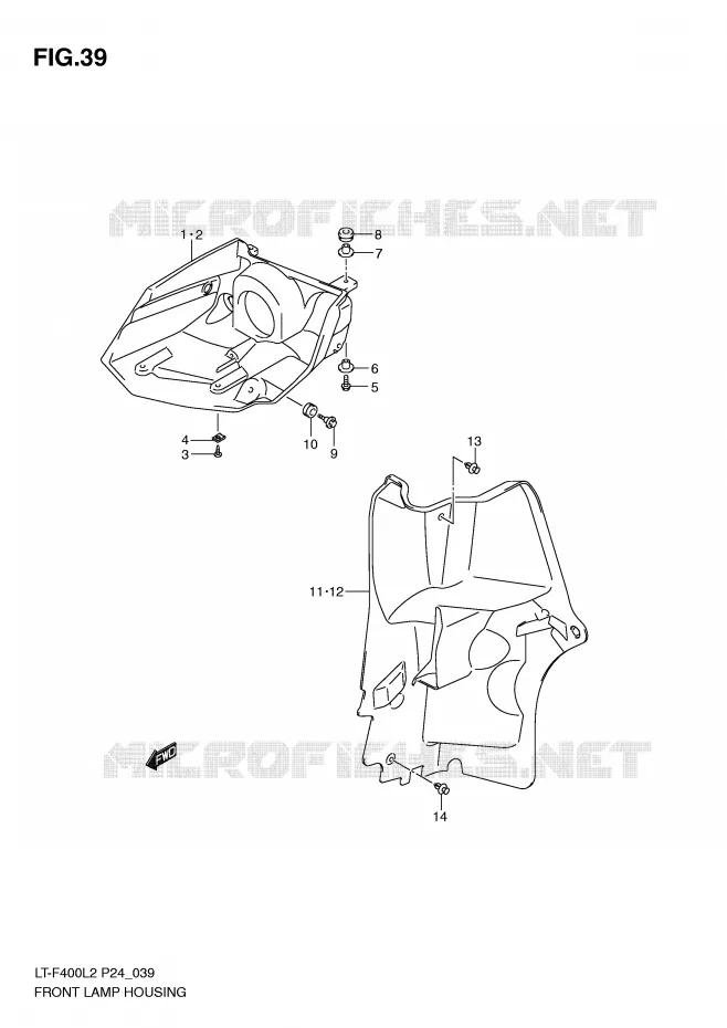 LOGEMENT PROJECTEUR AVANT Suzuki QUAD 400 KINGQUAD 2012  LT-F400L2(P24)