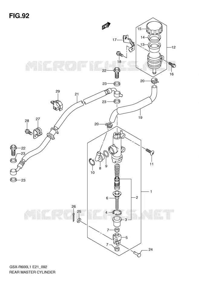 MAITRE CYLINDRE ARRIERE Suzuki MOTO 600 GSX-R 2011  GSX-R600UFL1(E21)