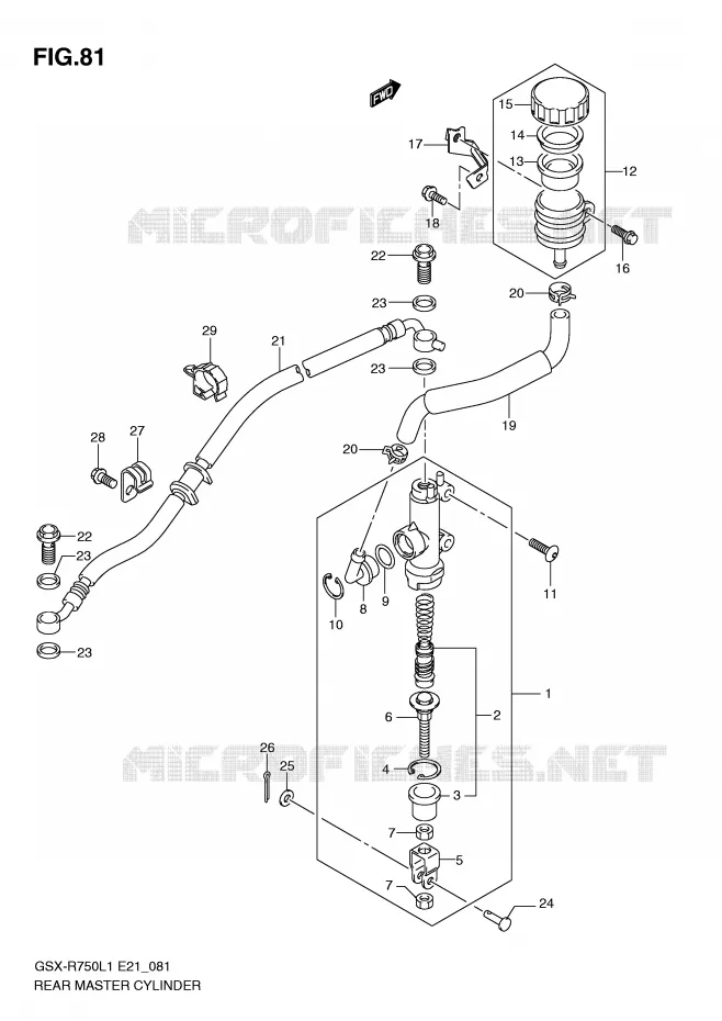 MAITRE CYLINDRE ARRIERE Suzuki MOTO 750 GSX-R 2011  GSX-R750L1(E21)