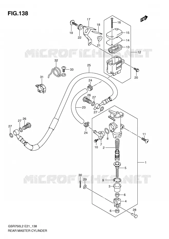 MAITRE CYLINDRE DE FREIN ARRIERE (GSR750L2 E21) Suzuki MOTO 750 GSR 2012  GSR750L2(E21)