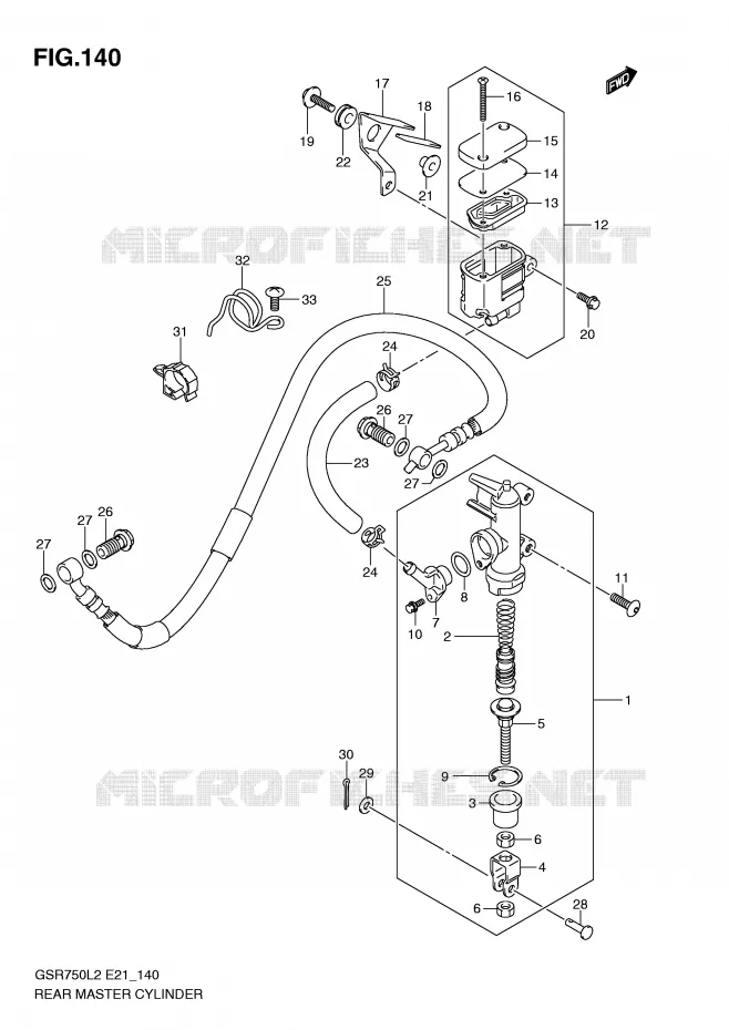 MAITRE CYLINDRE DE FREIN ARRIERE (GSR750UEL2 E21) Suzuki MOTO 750 GSR 2012  GSR750L2(E21)