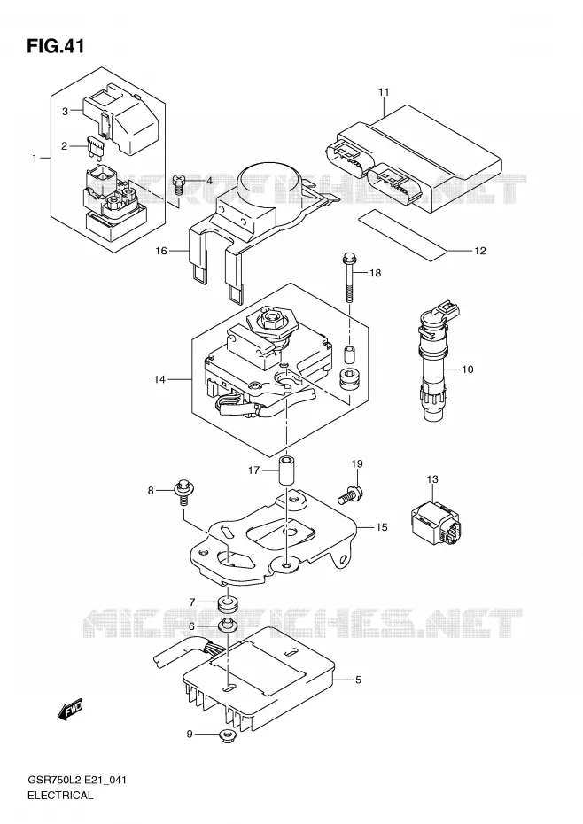 PARTIE ELECTRIQUE (GSR750AL2 E21) Suzuki MOTO 750 GSR 2012  GSR750AL2(E21)