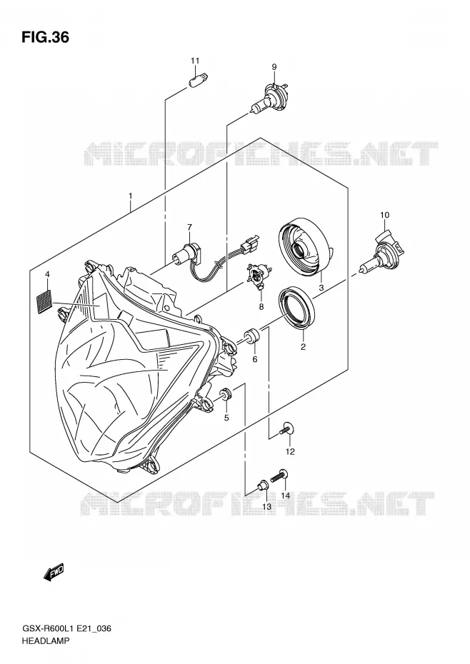 PHARE (GSX-R600L1 E21) Suzuki MOTO 600 GSX-R 2011  GSX-R600UEL1(E21)