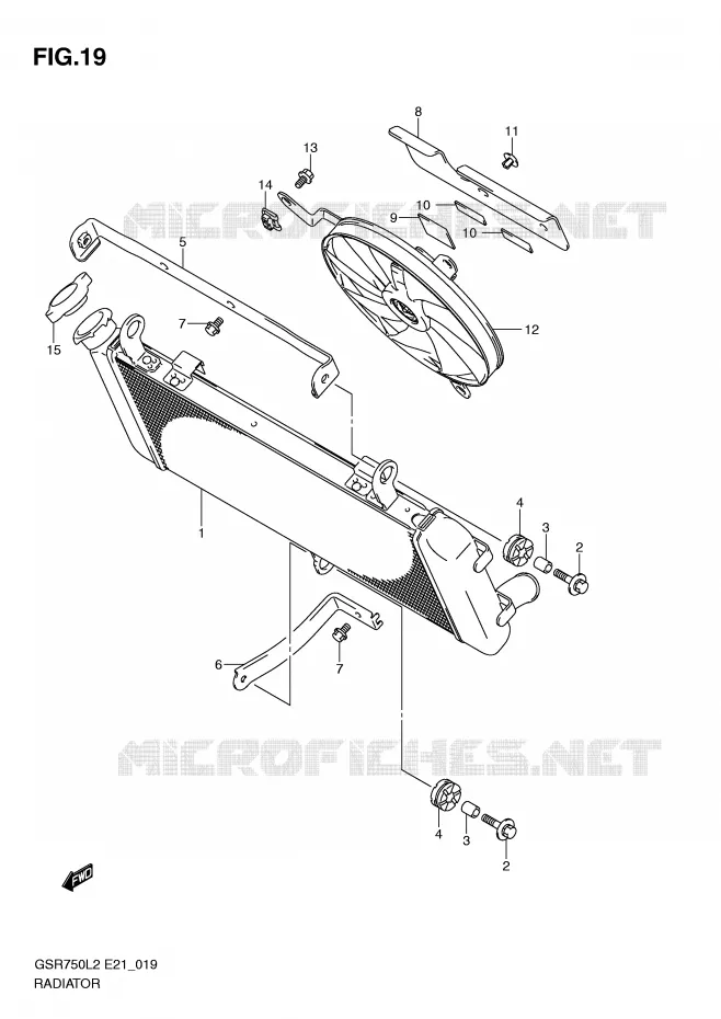 RADIATEUR (GSR750L2 E24) Suzuki MOTO 750 GSR 2012  GSR750AL2(E21)