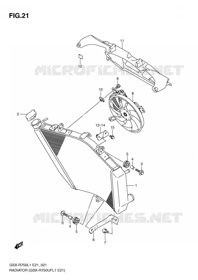 RADIATEUR (GSX-R750UFL1 E21) Suzuki MOTO 750 GSX-R 2012  GSX-R750UFL1(E21)