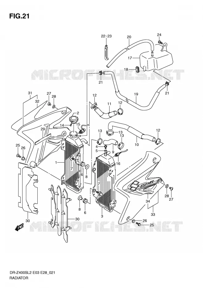 RADIATEUR Suzuki MOTO 400 DR-Z 2012  DR-Z400SL2(E03)