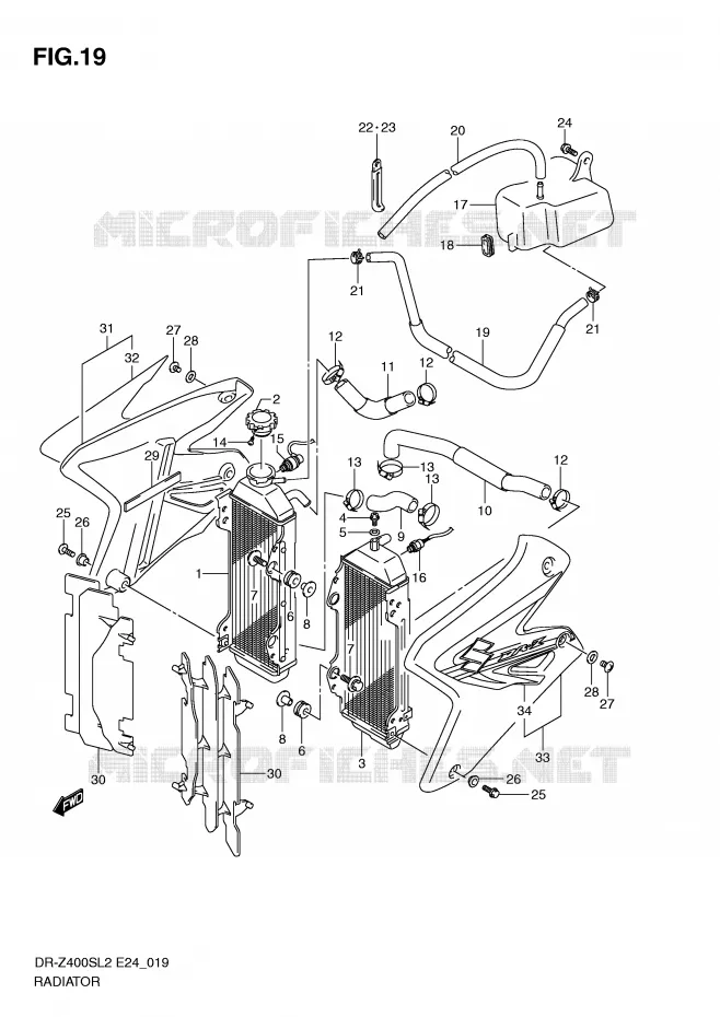 RADIATEUR Suzuki MOTO 400 DR-Z 2012  DR-Z400SL2(E24)